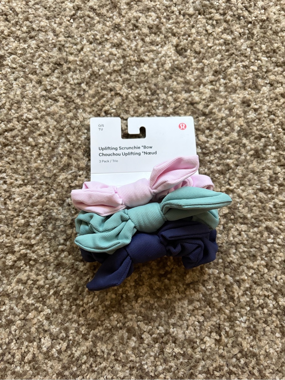 lululemon athletica Bow Scrunchie Trio - Light Pink, Mint Green, Navy
